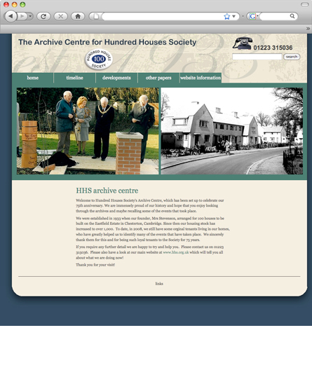 Hundred Houses Society Archive web design by The Art Department